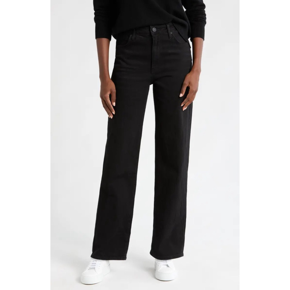 (SOLD) Kut from the Kloth Sienna High Rise Wide Leg Jeans Black Stretch Denim